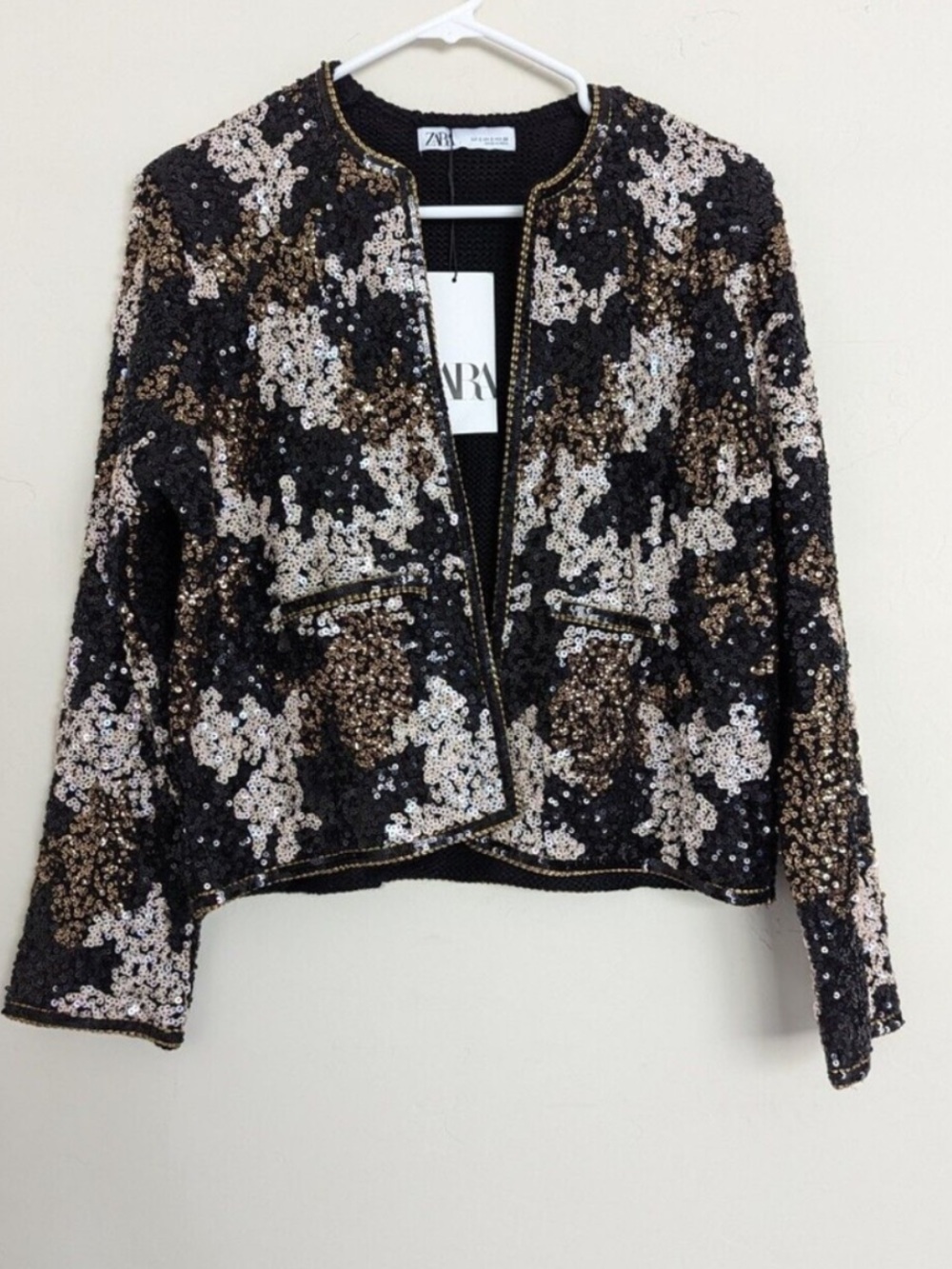 Zara Sequined Black, gold & Silver cardigan jacket